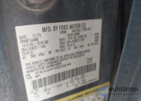 2016 Ford Expedition Limited z USA, uszkodzony, nr VIN 1FMJU2AT1GEF22769